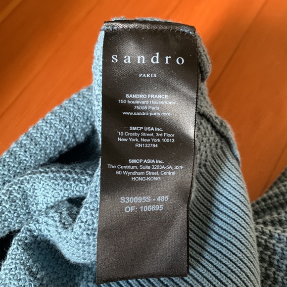 Sandro Paris Blue Crewneck Sweater 100% Cotton - Picture 7 of 9